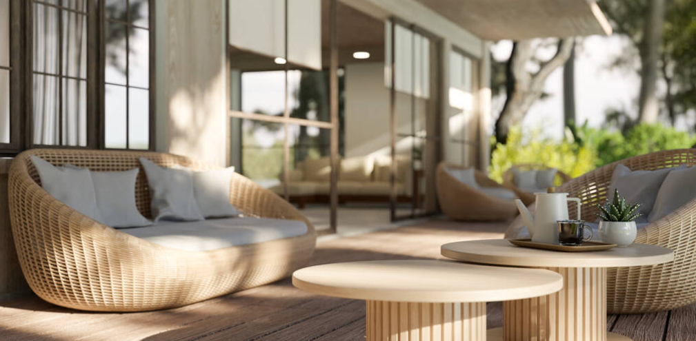 Terraza con madera Tienda de decoración y diseño de muebles